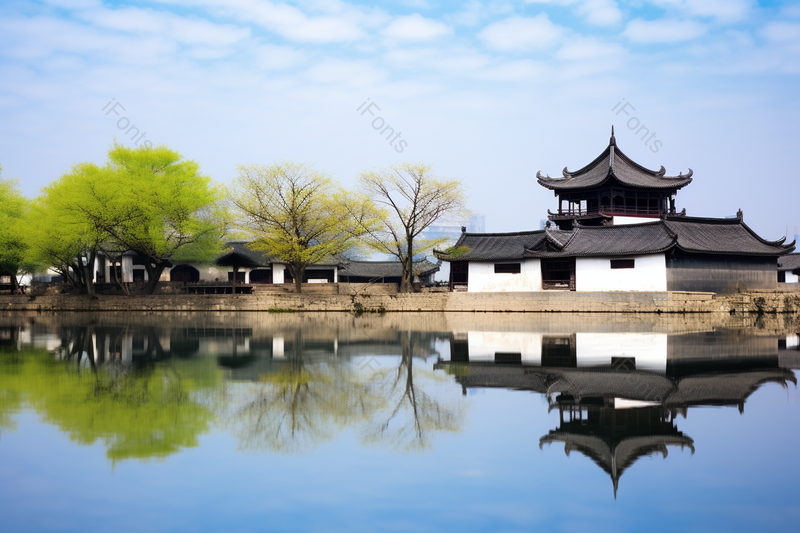 唯美的湖景风光古代建筑,高清,摄影图,摄影图片,图片大全,摄影图免费下载